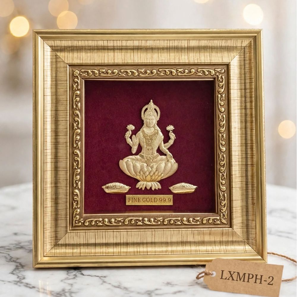 Goddess Laxmi 24K Fine Gold 99.9 Plated Frame 
