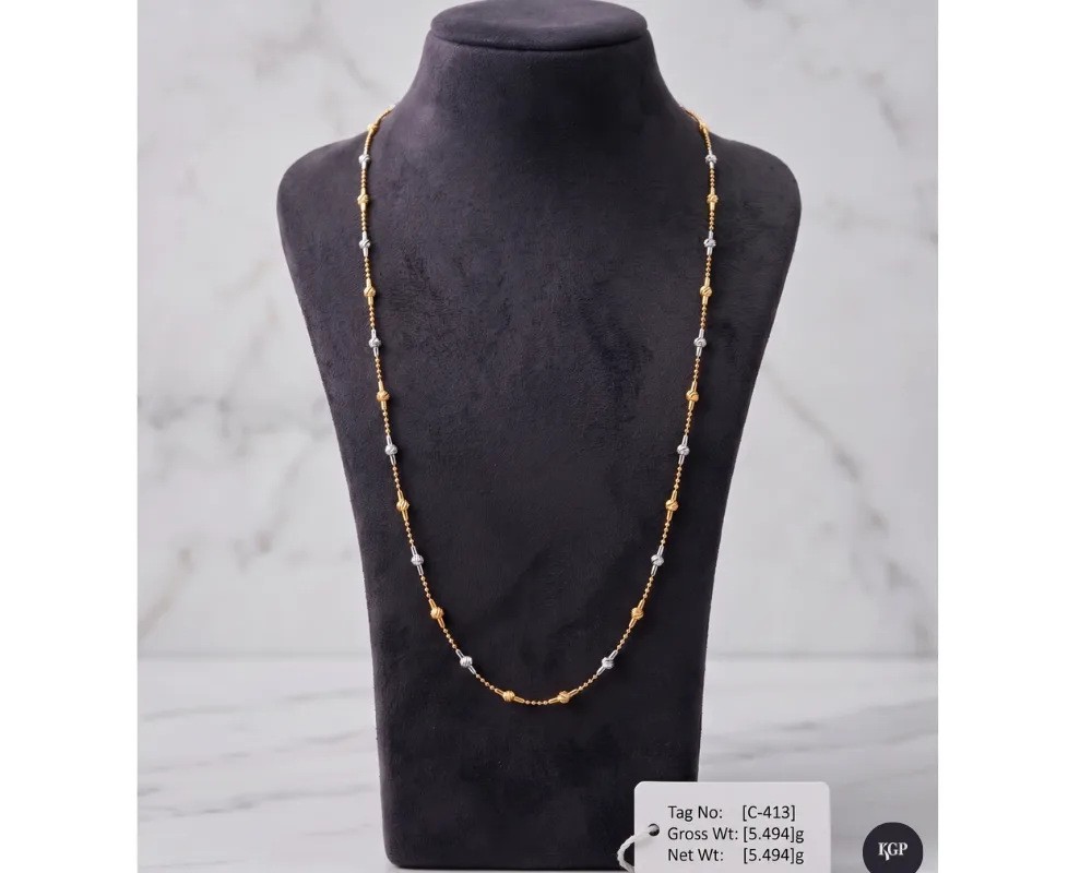 Gleaming Bead-Station Gold Chain