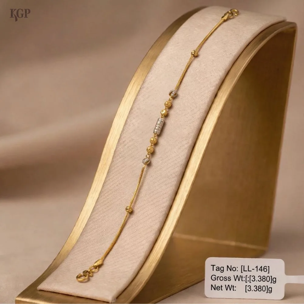 Delicate Beaded Gold Chain Bracelet