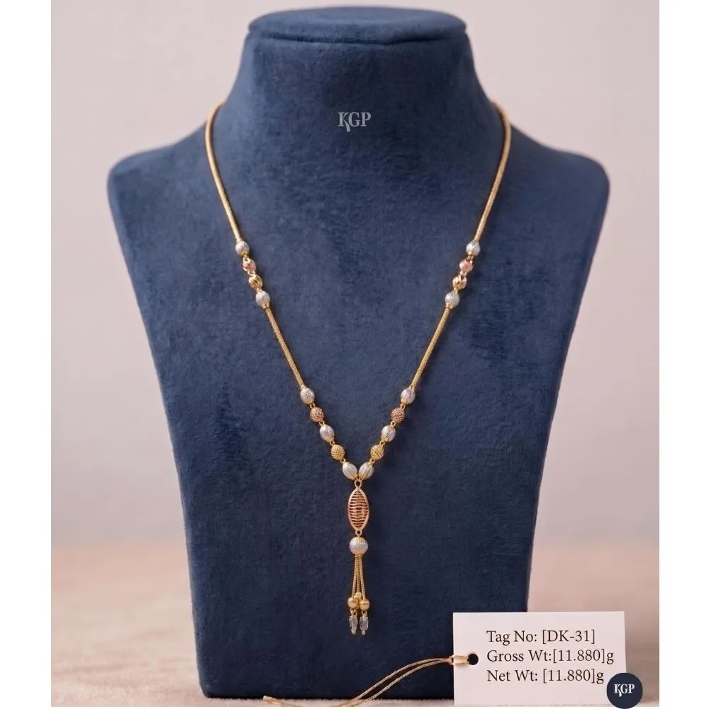 Rose-White-Yellow Gold Ball Necklace