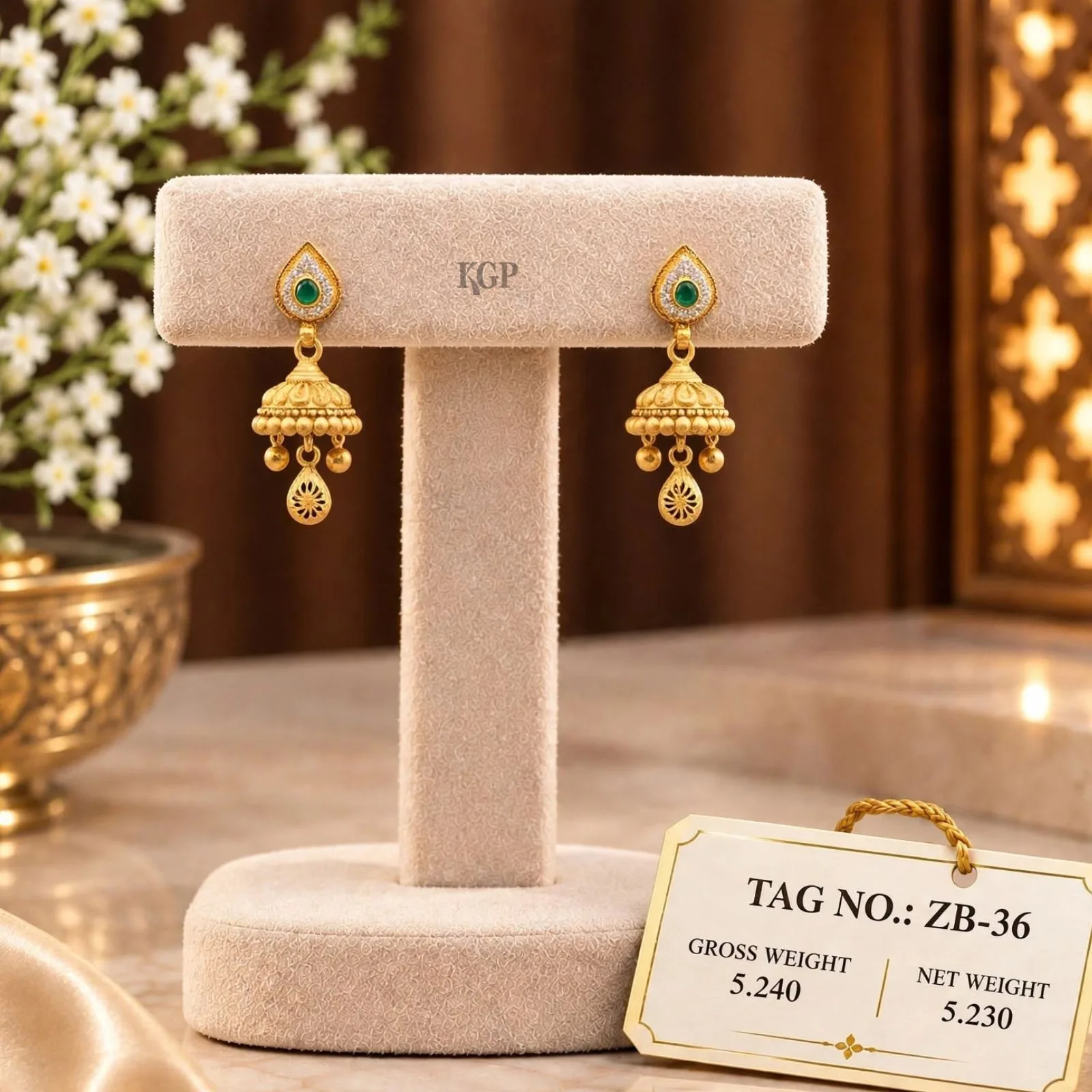 Emerald Dew Drop Jhumka