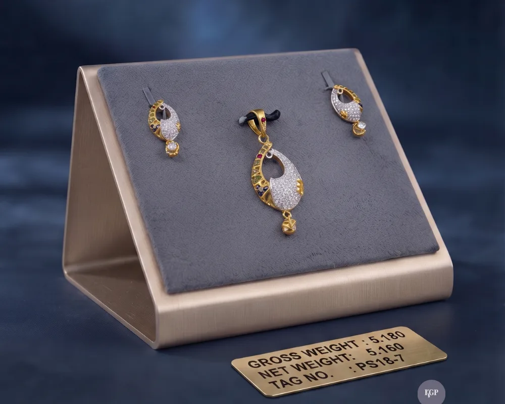 Graceful Enamelled Teardrop Pendant Set