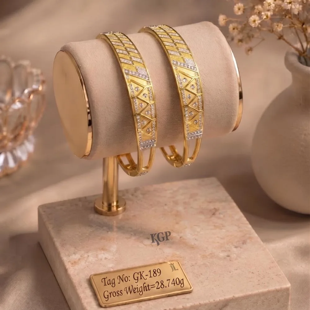 Golden Geometric Elegance Gold bangles  