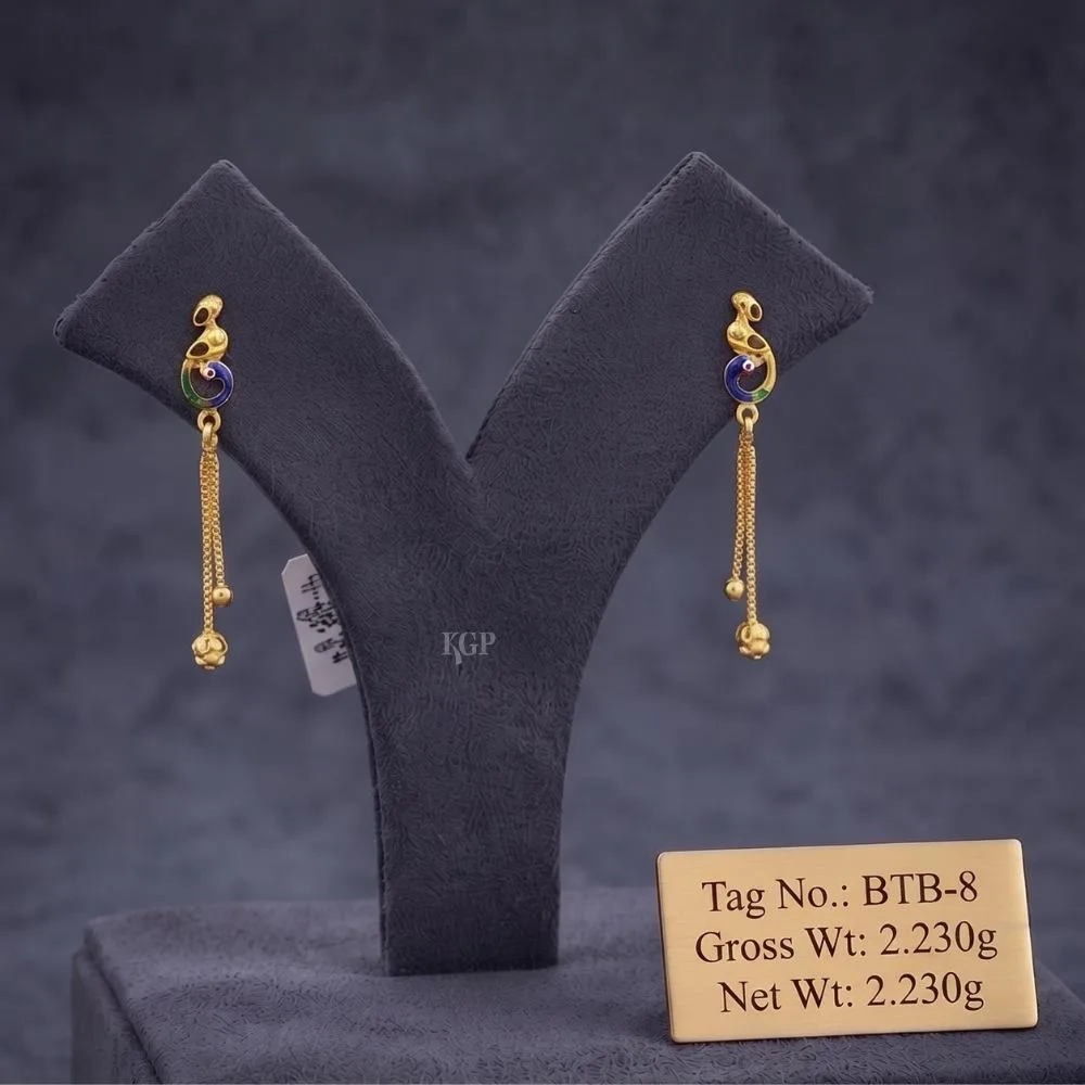 Peacock Aura Enamel Gold Drop Earrings