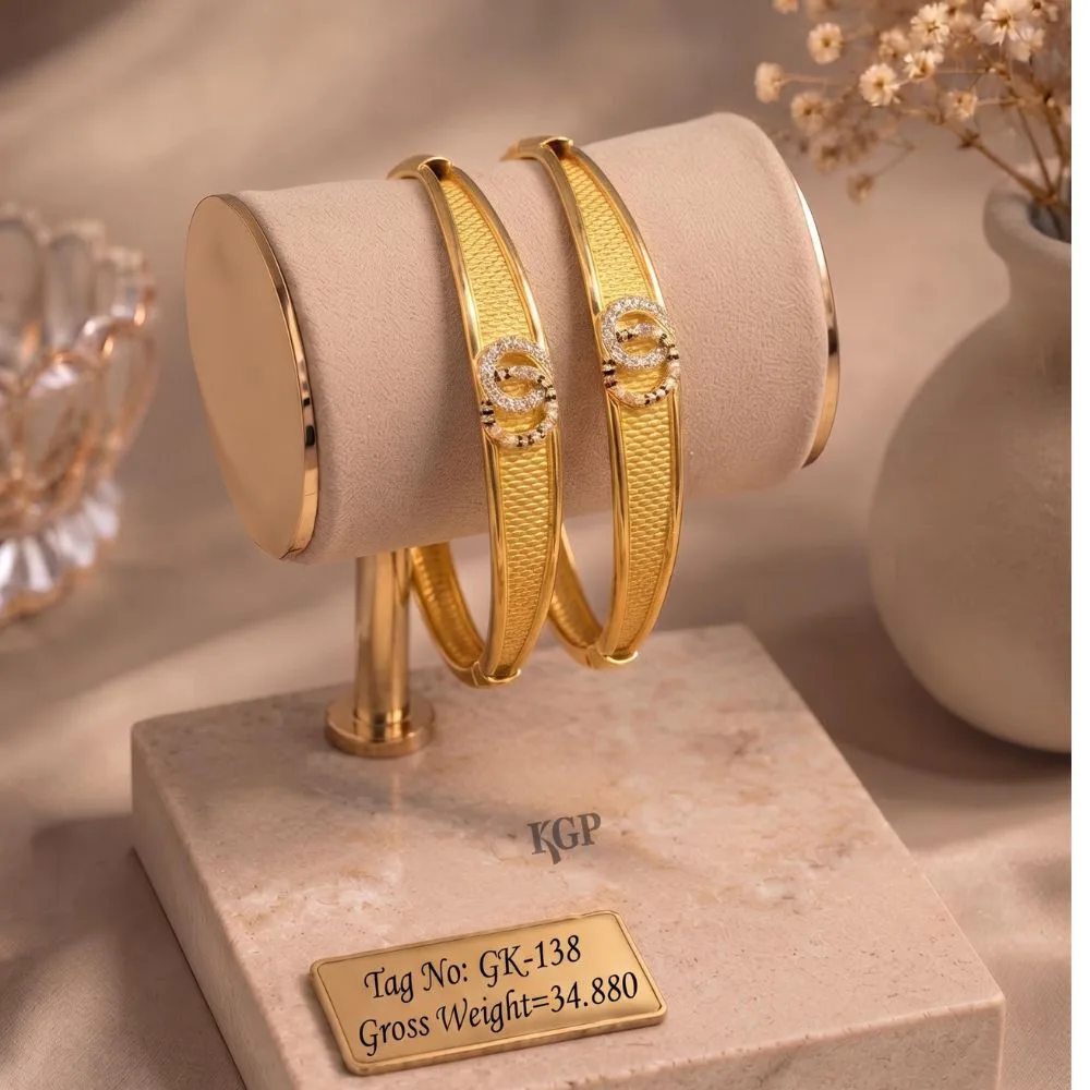 Swirl Elegance Gold Kada Pair