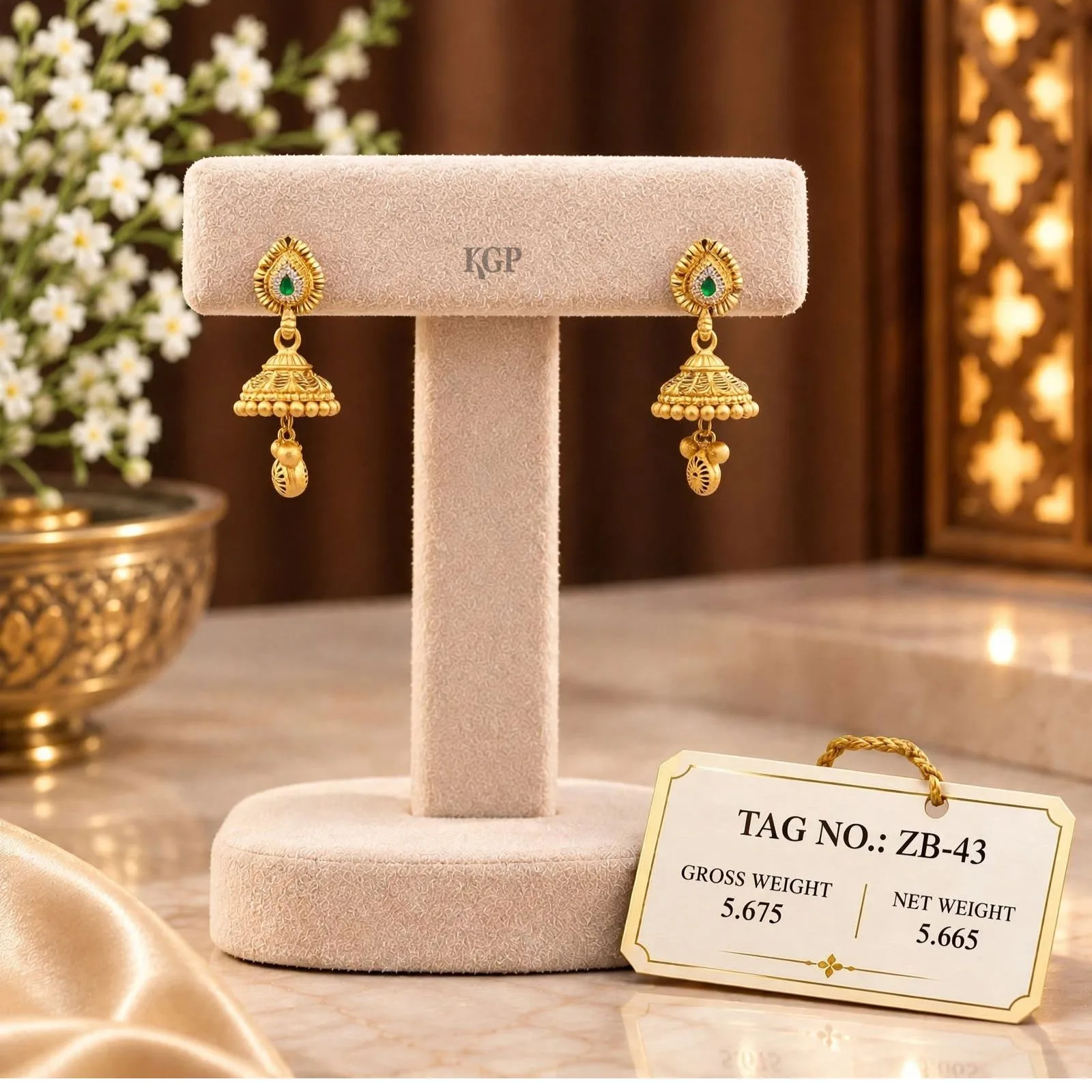  Emerald Stud Mini Jhumka