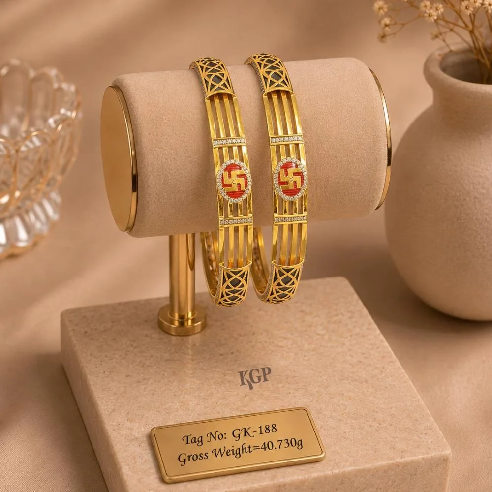 Divine Swastik Heritage Gold bangles 