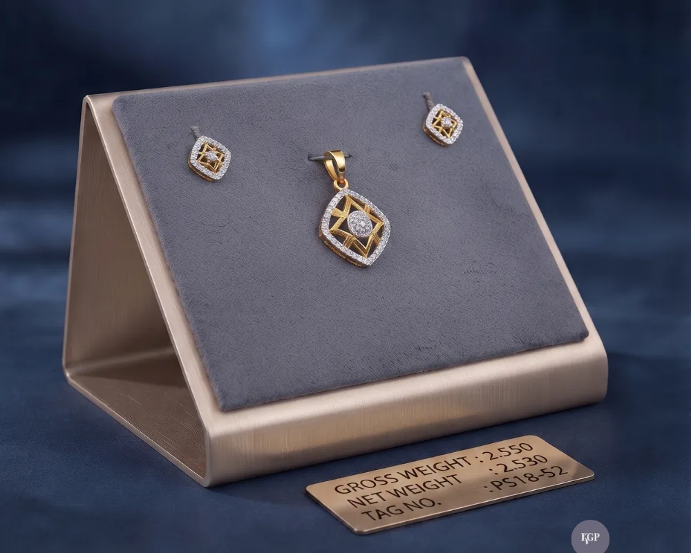 Geometric Diamond-Embellished Pendant Set