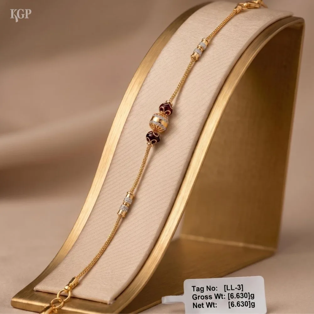 Royal Garnet Charm Gold Bracelet