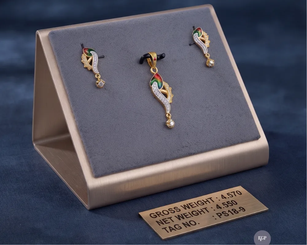 Vibrant Meenakari Peacock Pendant Set