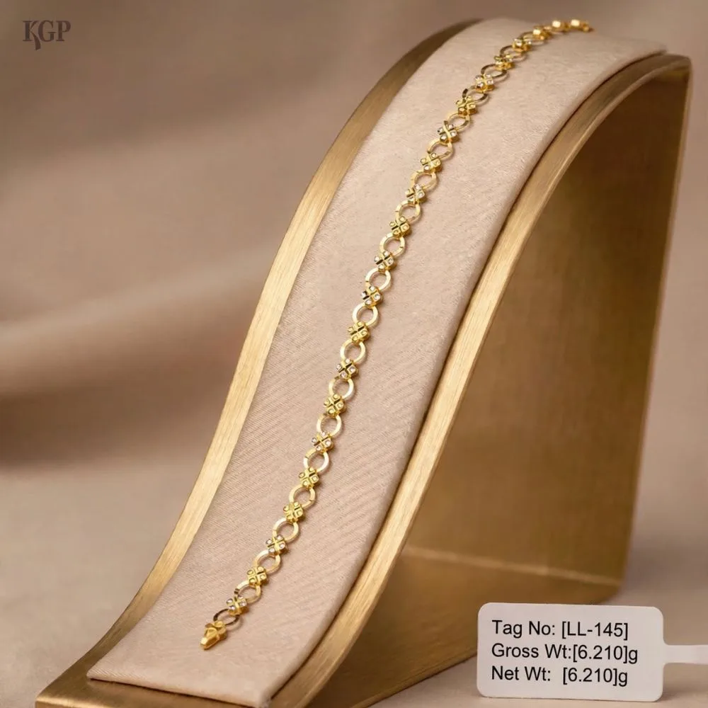 Contemporary Circular Pattern Gold Bracelet