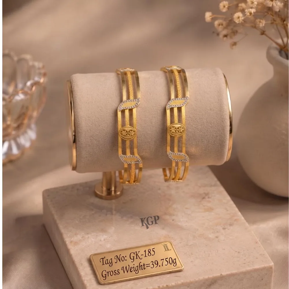 Floral Grace Triple-Line Gold bangles 